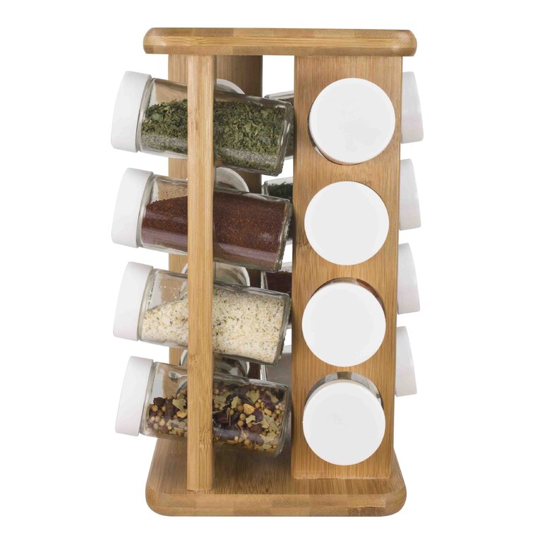 Freestanding Bamboo Spice Jar Rack Set